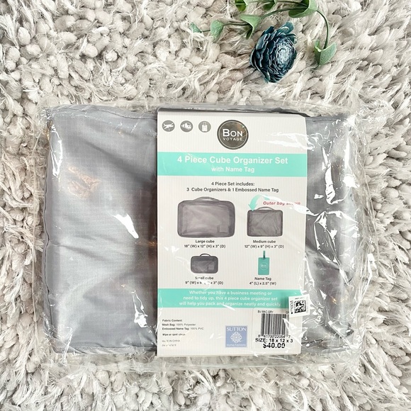 New with tag 4piece CUBE ORGANIZER SET w/name tag For SUITCASE or DRAWERS 3cubes - Picture 2 of 4